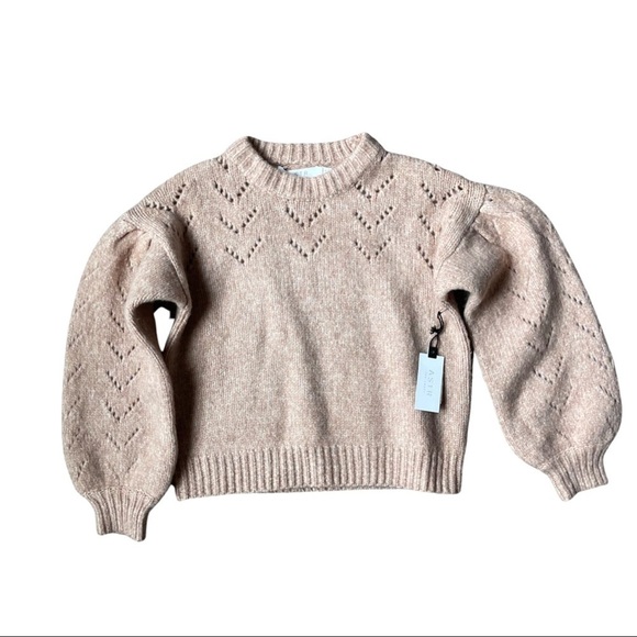 ASTR Pointelle Puff-Sleeve Sweater - Picture 5 of 11